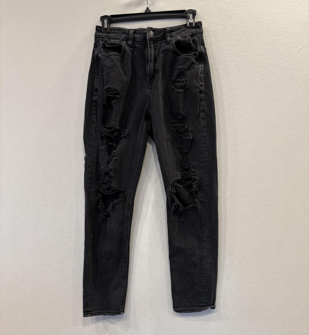 American Eagle Jeans Womens 2 Gray High Rise Distressed Tapered Denim Stretch